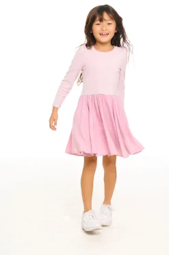 New Chaser Brand Puff Long Sleeve Dress With Twirl Skirt