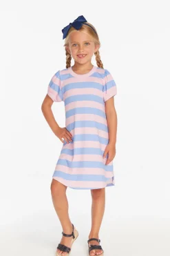 Clearance Chaser Brand Puff Sleeve Bubblegum Stripe Dress