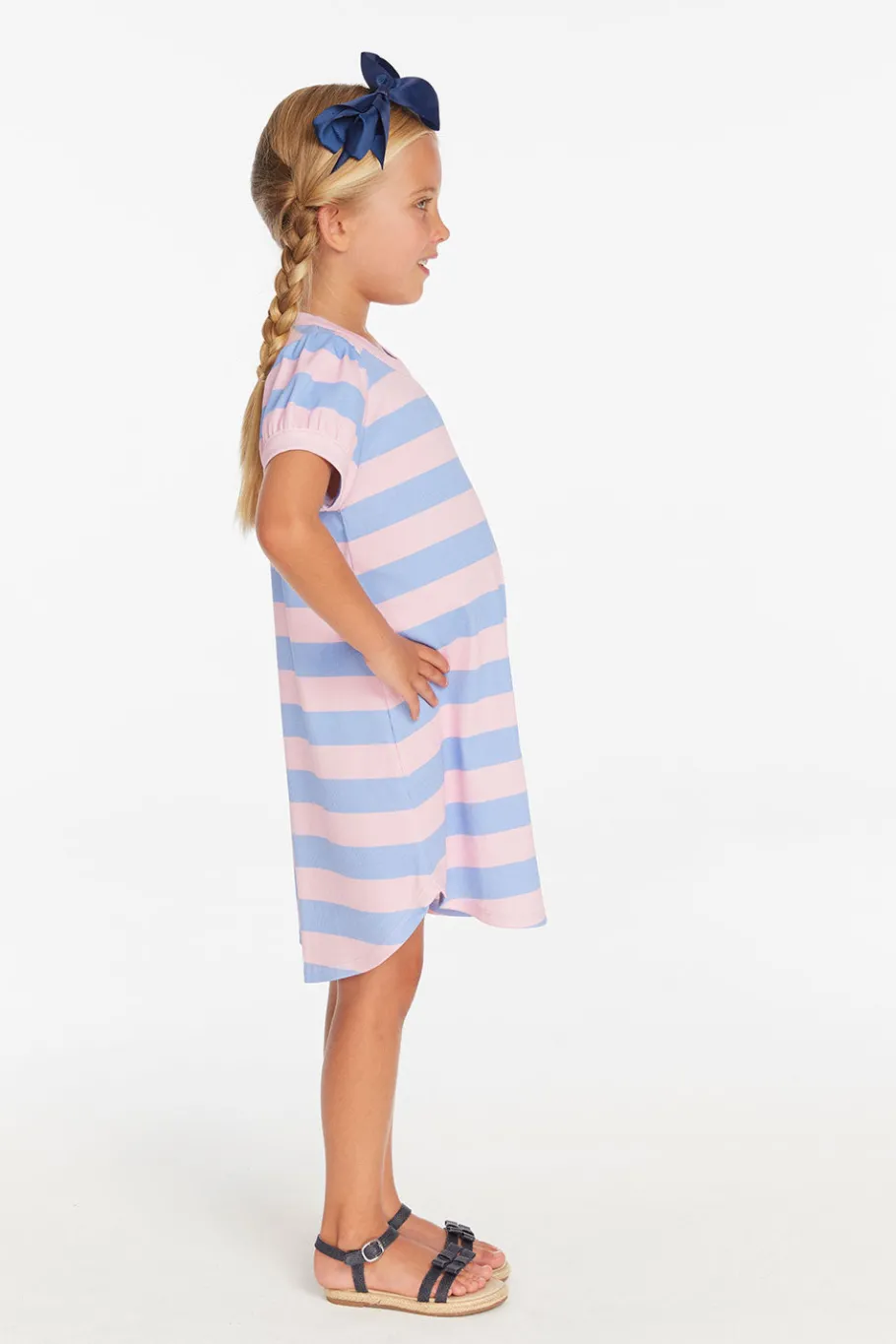 Clearance Chaser Brand Puff Sleeve Bubblegum Stripe Dress