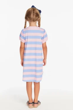 Clearance Chaser Brand Puff Sleeve Bubblegum Stripe Dress