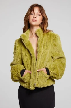 Sale Chaser Brand Puff Sleeve Green Olive Jacket