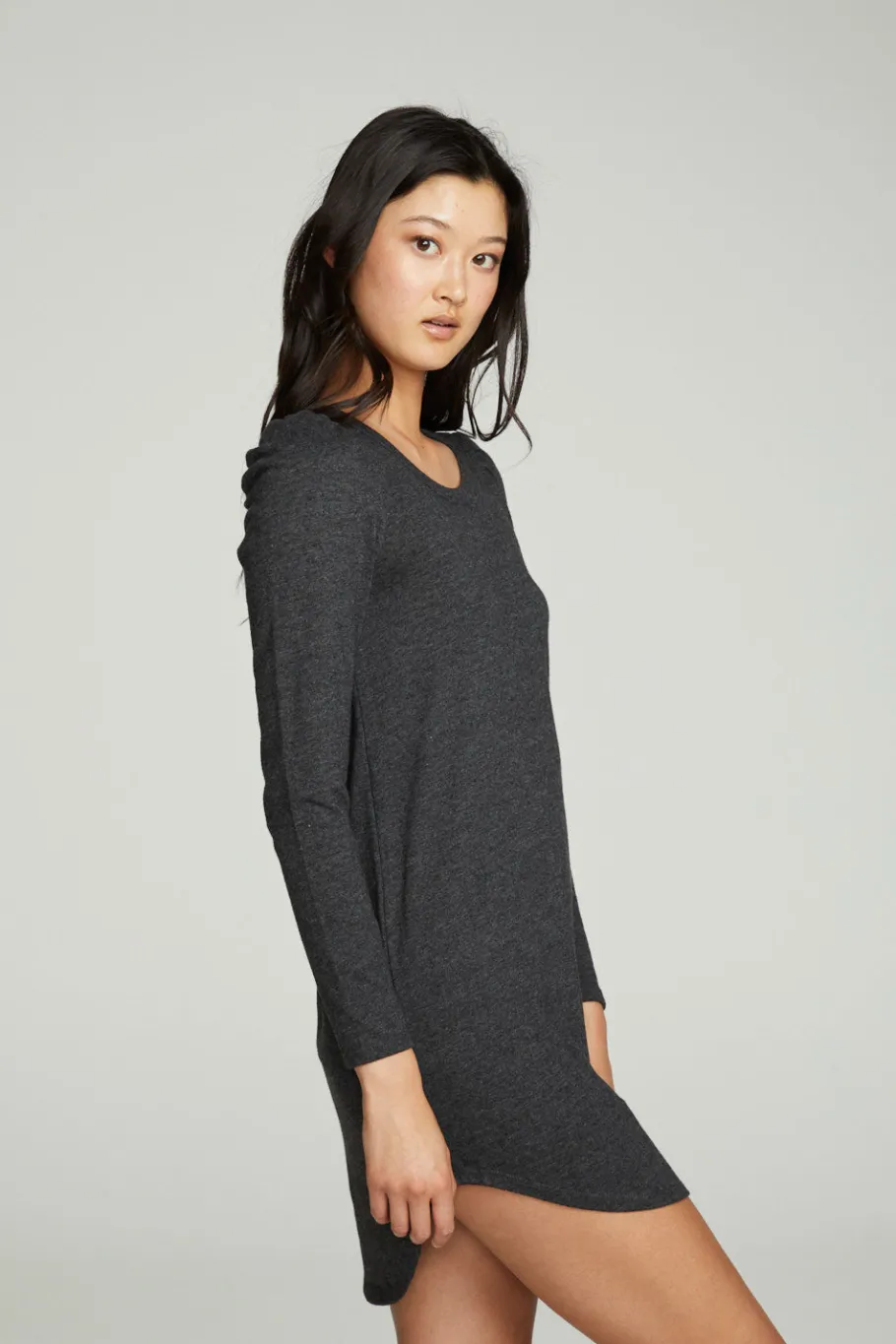 New Chaser Brand Puff Sleeve Shirttail Hi Lo Dress