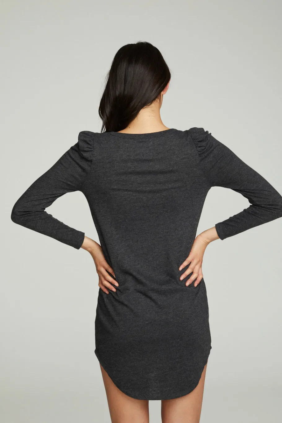 New Chaser Brand Puff Sleeve Shirttail Hi Lo Dress