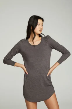 Cheap Chaser Brand Puff Sleeve Shirttail Hi Lo Dress