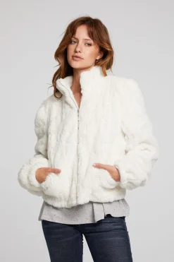 Cheap Chaser Brand Puff Sleeve Starry White Jacket