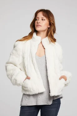 Cheap Chaser Brand Puff Sleeve Starry White Jacket