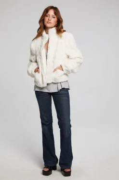 Cheap Chaser Brand Puff Sleeve Starry White Jacket