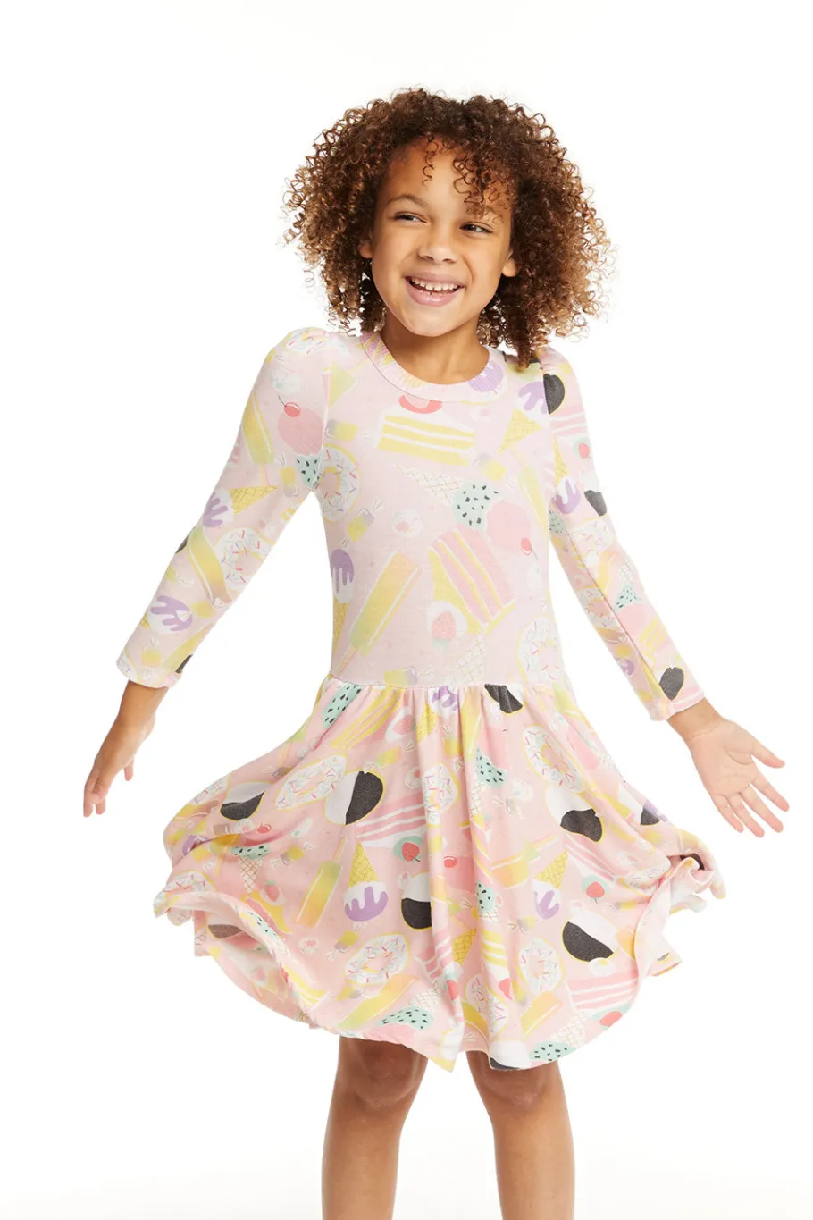 Shop Chaser Brand Puff Sweet Treats Long Sleeve Dress With Twirl Skirt