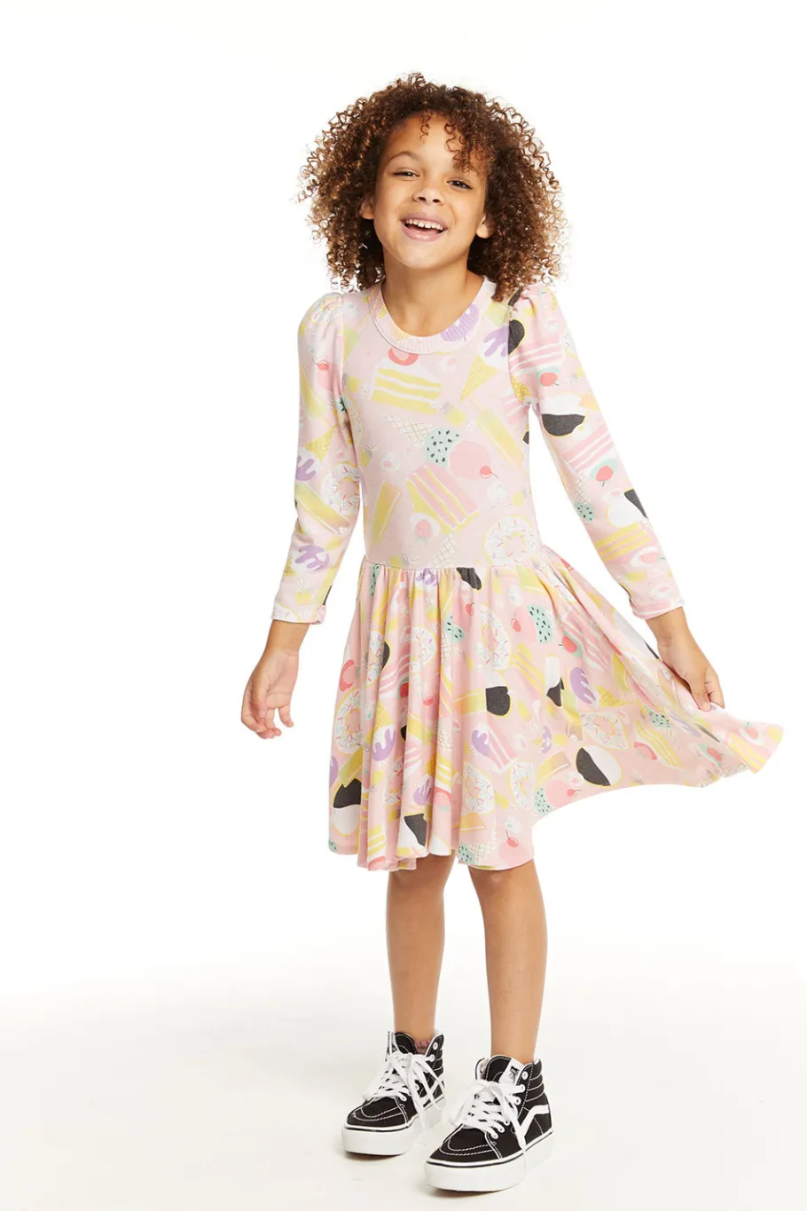 Shop Chaser Brand Puff Sweet Treats Long Sleeve Dress With Twirl Skirt