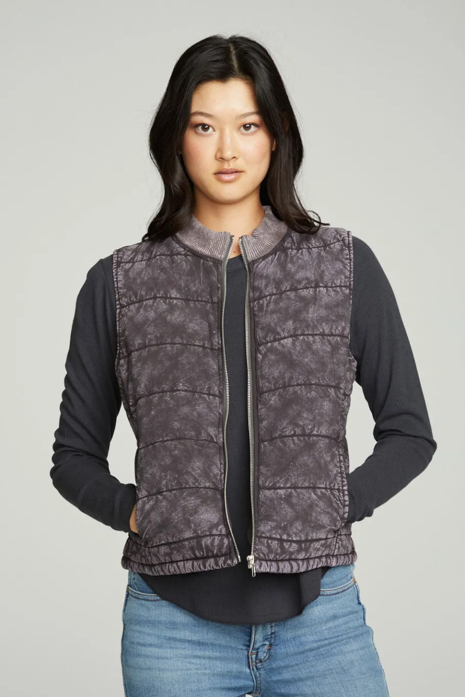 Cheap Chaser Brand Quilted Mock Neck Puffer Vest