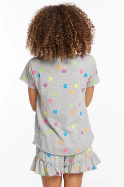 Fashion Chaser Brand Rainbow Smiles Girls Crew Neck Tee