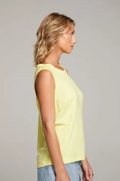 Discount Chaser Brand Raw Edge Lemon Muscle Tank