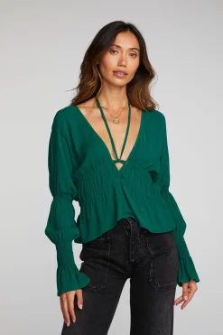 Store Chaser Brand Rayon Woven Deep V Top With Straps