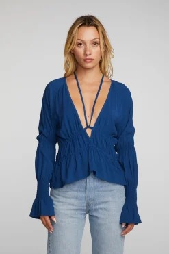 Hot Chaser Brand Rayon Woven Deep V Top With Straps