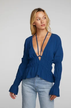 Hot Chaser Brand Rayon Woven Deep V Top With Straps