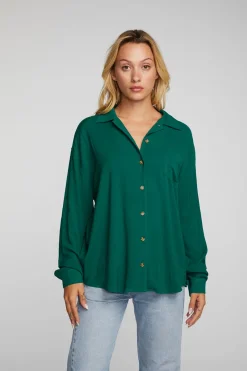 Flash Sale Chaser Brand Rayon Woven Long Sleeve Button Down