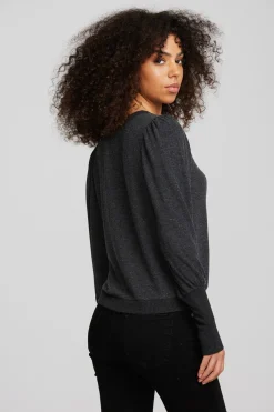 Cheap Chaser Brand Recycled Bliss Knit Crewneck Pullover With Rib And Puff Sleeve