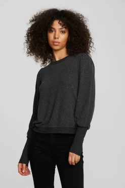 Cheap Chaser Brand Recycled Bliss Knit Crewneck Pullover With Rib And Puff Sleeve