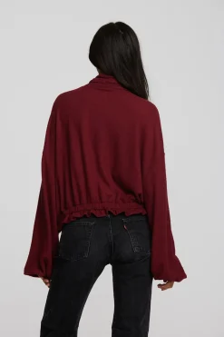 Fashion Chaser Brand Recycled Bliss Knit Cropped Pullover With Elastic Waist & Sleeve