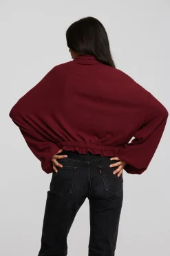 Fashion Chaser Brand Recycled Bliss Knit Cropped Pullover With Elastic Waist & Sleeve