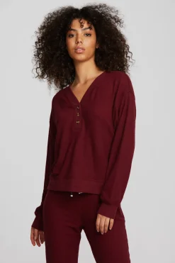 Cheap Chaser Brand Recycled Bliss Knit Long Sleeve Henley With Rib