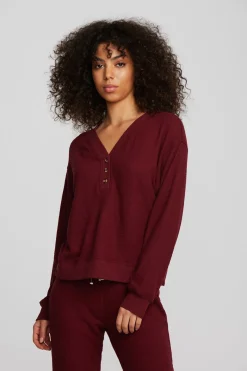 Cheap Chaser Brand Recycled Bliss Knit Long Sleeve Henley With Rib