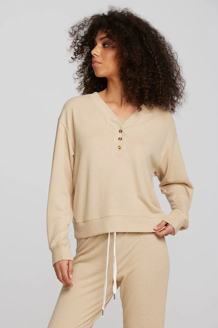 Hot Chaser Brand Recycled Bliss Knit Long Sleeve Henley With Rib