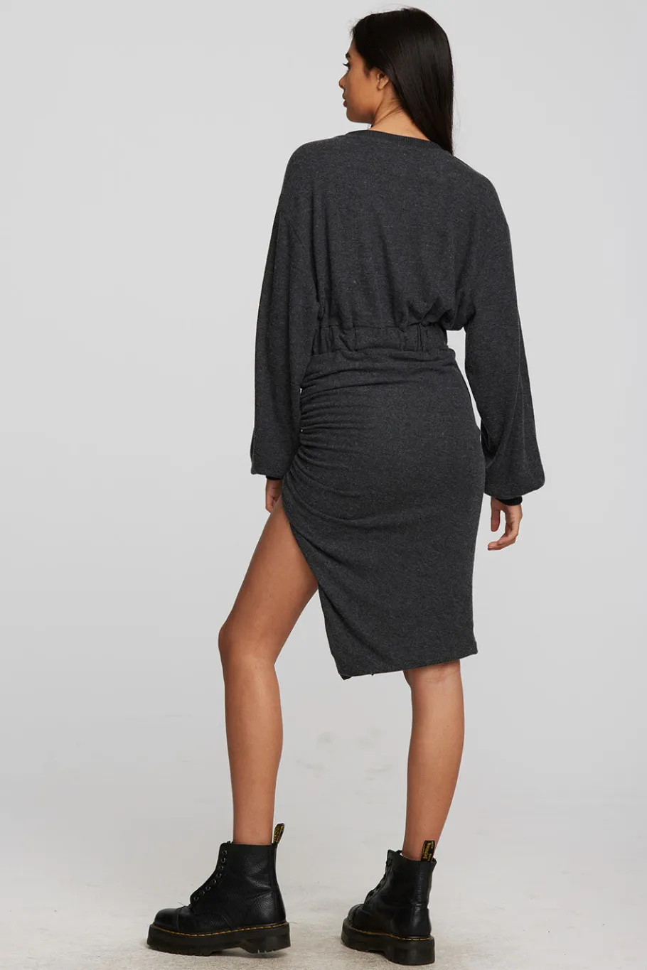 Hot Chaser Brand Recycled Bliss Knit Midi Dress With Shirring