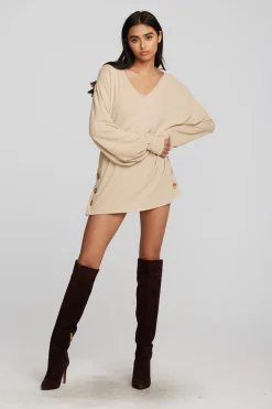 Flash Sale Chaser Brand Recycled Bliss Knit V-neck Tunic With Button Side Seam