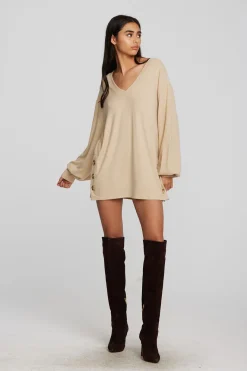 Flash Sale Chaser Brand Recycled Bliss Knit V-neck Tunic With Button Side Seam