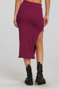 Flash Sale Chaser Brand Recycled Vintage Rib Midi Skirt With Shirring And Side Slit