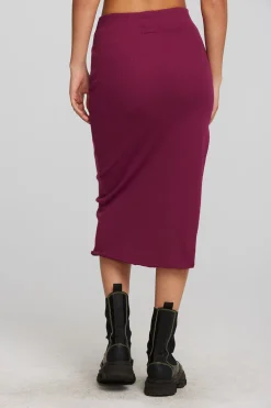 Flash Sale Chaser Brand Recycled Vintage Rib Midi Skirt With Shirring And Side Slit