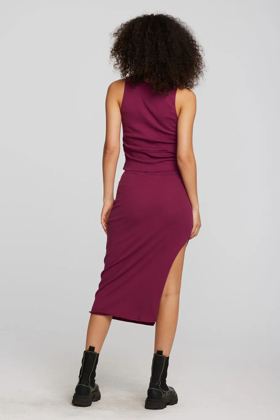 Flash Sale Chaser Brand Recycled Vintage Rib Midi Skirt With Shirring And Side Slit