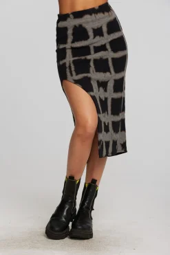 Best Sale Chaser Brand Recycled Vintage Rib Midi Skirt With Shirring And Side Slit