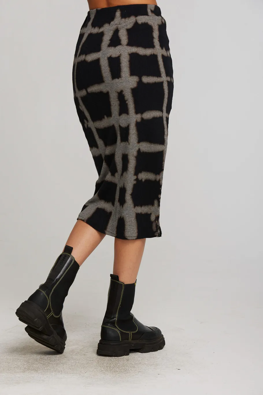 Best Sale Chaser Brand Recycled Vintage Rib Midi Skirt With Shirring And Side Slit