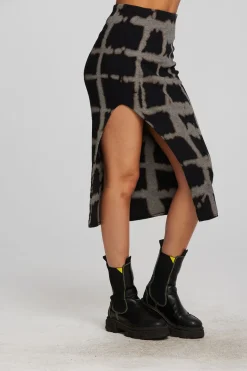 Best Sale Chaser Brand Recycled Vintage Rib Midi Skirt With Shirring And Side Slit