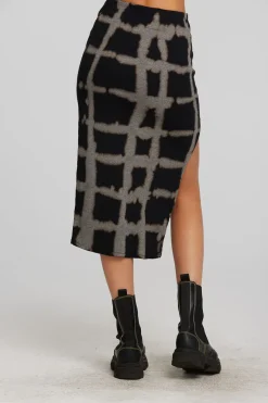 Best Sale Chaser Brand Recycled Vintage Rib Midi Skirt With Shirring And Side Slit