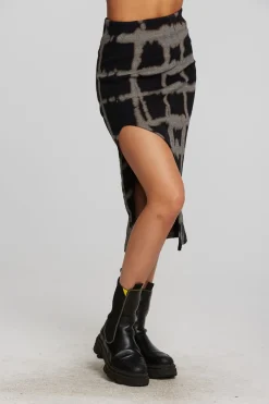 Best Sale Chaser Brand Recycled Vintage Rib Midi Skirt With Shirring And Side Slit