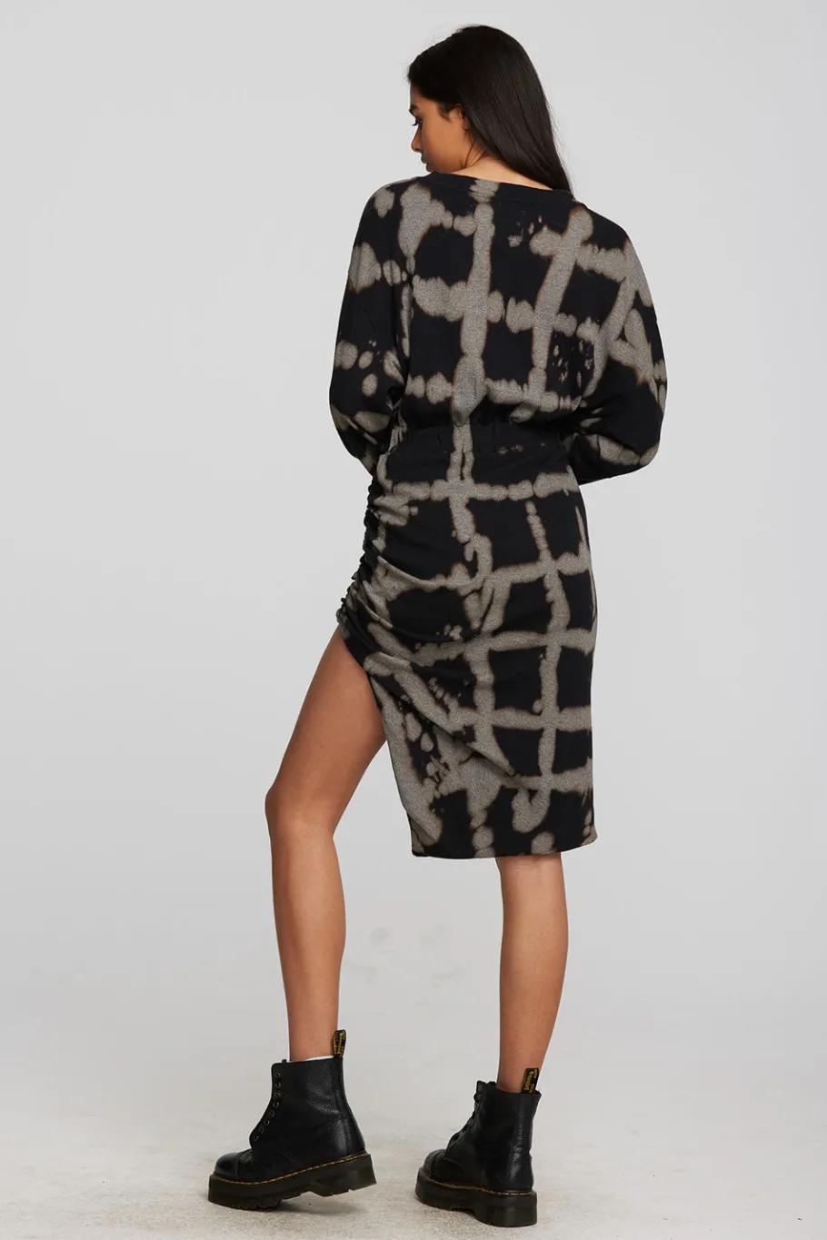 Outlet Chaser Brand Recycled Vintage Rib Midi Dress With Shirring And Side Slit