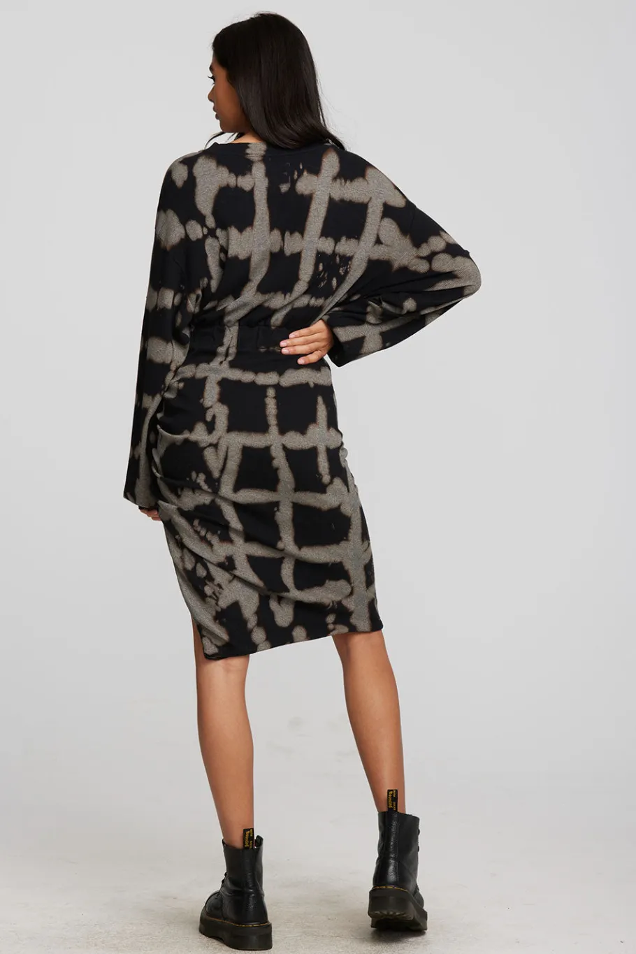 Outlet Chaser Brand Recycled Vintage Rib Midi Dress With Shirring And Side Slit