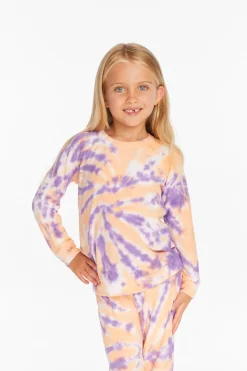 Clearance Chaser Brand Reverse Peach Lavender Tie Dye Cozy Knit Pullover