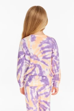 Clearance Chaser Brand Reverse Peach Lavender Tie Dye Cozy Knit Pullover