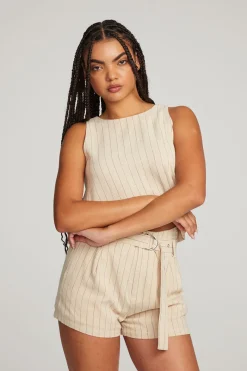 Best Sale Chaser Brand Riley White Pinstripe Tank
