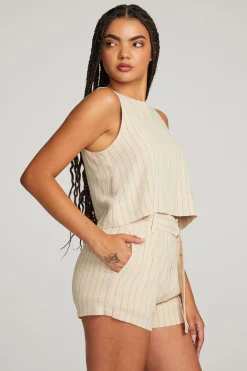 Best Sale Chaser Brand Riley White Pinstripe Tank