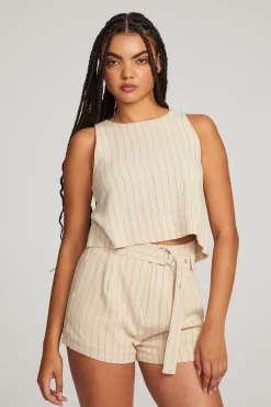 Best Sale Chaser Brand Riley White Pinstripe Tank