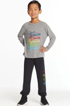 Cheap Chaser Brand Rocketships Boys Long Sleeve Crew Neck Tee