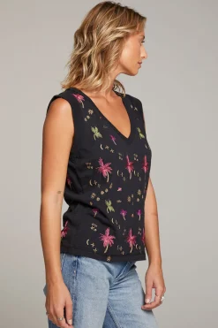 Shop Chaser Brand Rolled Night Palm Armhole V-neck Muscle Tank