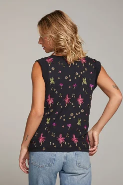 Shop Chaser Brand Rolled Night Palm Armhole V-neck Muscle Tank
