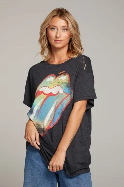 Best Chaser Brand Rolling Stones Classic Logo Distressed Tee
