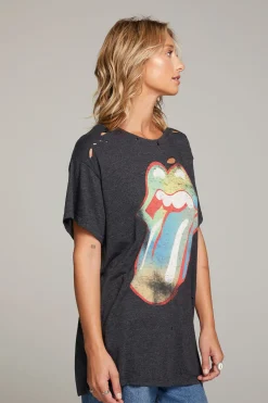Best Chaser Brand Rolling Stones Classic Logo Distressed Tee